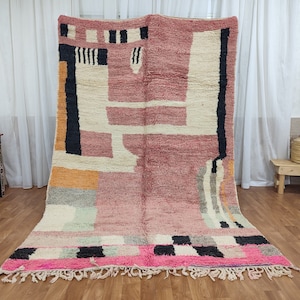 Wonderful Moroccan rug, Multicolored Wool Carpet, Custom Handmade rug, Authentic Boujaad rug, Bohemian style , moroccan rug, beniourain rug.