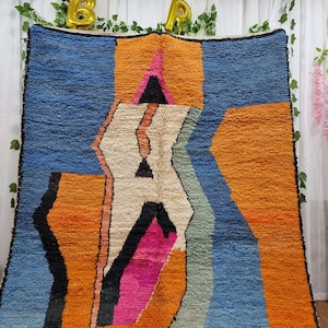 Benutzerdefinierter fabelhafter Boujad-Teppich, authentischer marokkanischer Teppich, Azilal-Teppich, abstrakter mehrfarbiger Teppich, handgemachter marokkanischer Teppich, Boho-Teppich Bild 2