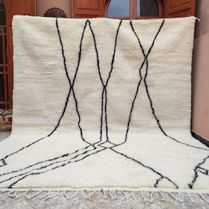 Handmade Moroccan rug - Moroccan neutral rug - Moroccan white rug - Beni ourain rug - Moroccan rug - Checkered rug - Checkerboard rug 8x10