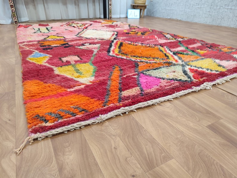 Custom Fabulous Boujad Rug, Authentic Moroccan Rug, Azilal rug, Abstract Multicolored Carpet, Handmade Moroccan Rug, Bohemian rug image 10