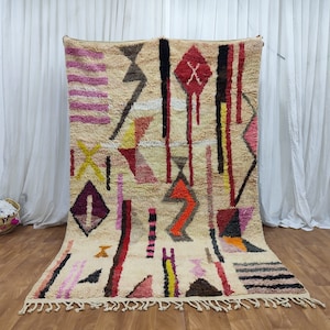CARPET  AESTHETIC , Moroccan Rug , Large Runner Rug, Multi Colors  Rug, Wool Rug, Boujaad Rug, Abstract Rug, Berber Rug, Boho Handwoven Rug