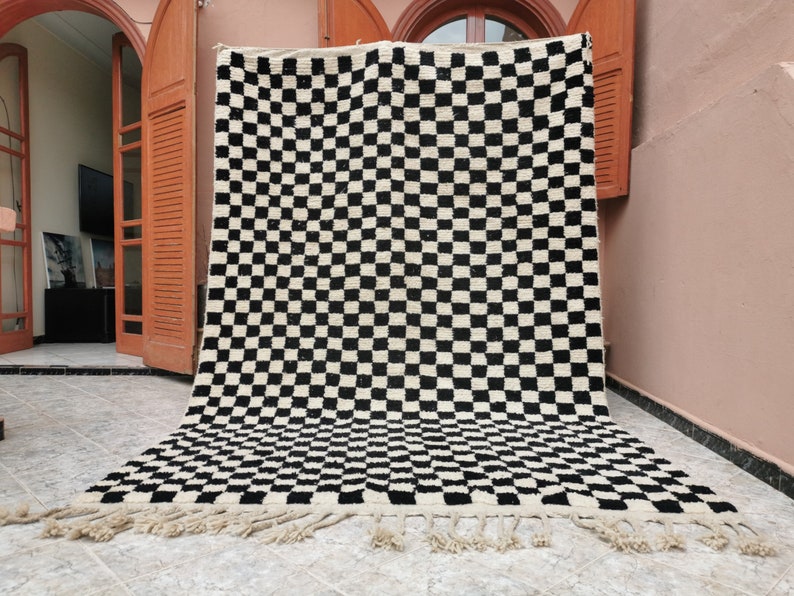 Large Black and White Checkered Rug Moroccan Berber Checkered Etsy UK