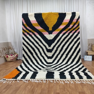 Custom Fabulous Boujad Rug, Authentic Moroccan Rug, Azilal rug, Abstract Multicolored Carpet, Handmade Moroccan Rug, Bohemian rug
