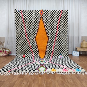 Custom Fabulous Boujad Rug, Authentic Moroccan Rug, Azilal rug, Abstract Multicolored Carpet, Handmade Moroccan Rug, Bohemian rug
