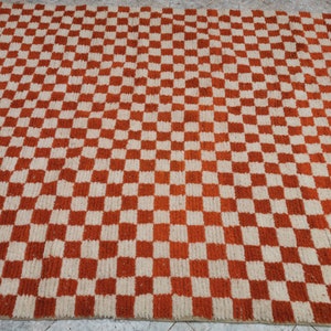 Custom Orange and white checker rug, Moroccan Berber checkered rug Checkerboard Runner Checkered Runner Free shipping image 2