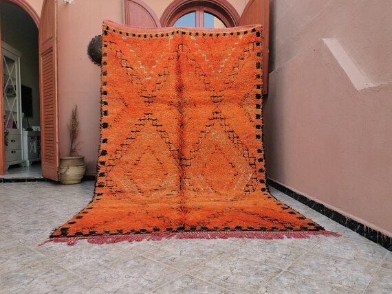 Orange Vintage Berber Moroccan Rug Beni