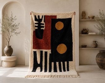 Abstract Moroccan Rug – Handmade Wool Berber Area Rug