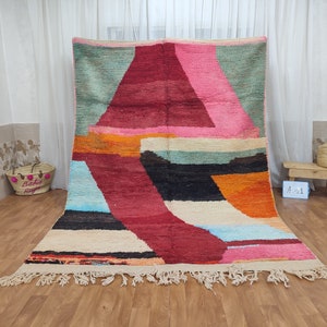 Custom Boujad Wool Rug – Authentic Moroccan Carpet, Abstract Multicolored Design