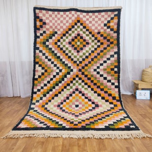 Wonderful Moroccan rug, Multicolored Wool Carpet, Custom Handmade rug, Authentic Boujaad rug, Bohemian style , moroccan rug, beniourain rug.