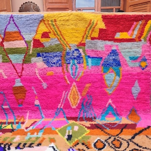 Erstaunlicher Mehrfarbiger Teppich Individueller Fabelhafter Boujaad Teppich Beni Ourain Teppich Handgemachter Teppich Marokkanischer Berber Teppich Bild 2