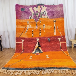 Wonderful Moroccan rug, Multicolored Wool Carpet, Custom Handmade rug, Authentic Boujaad rug, Bohemian style , moroccan rug, beniourain rug.
