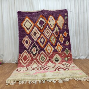 AMAZING BOUJAAD RUG, Moroccan Handmade Rug, Multi Color Rug, Berber Abstract Rug, Authentic Sheep Wool Rug, Small Tribal Boujad Carpet.