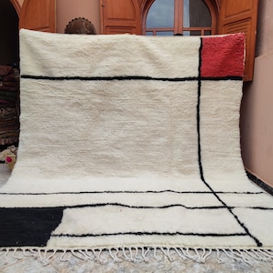 Handmade Moroccan rug - Moroccan neutral rug - Moroccan white rug - Beni ourain rug - Moroccan rug - Checkered rug - Checkerboard rug 8x10