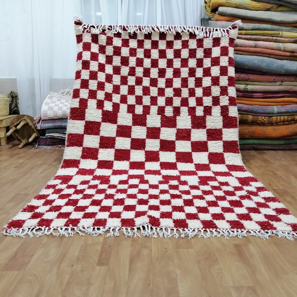 Benutzerdefinierter Marokkanischer Rot karierter Teppich -Marokkanischer Schachbrettteppich -Karierter Teppich -Schachbrettteppich