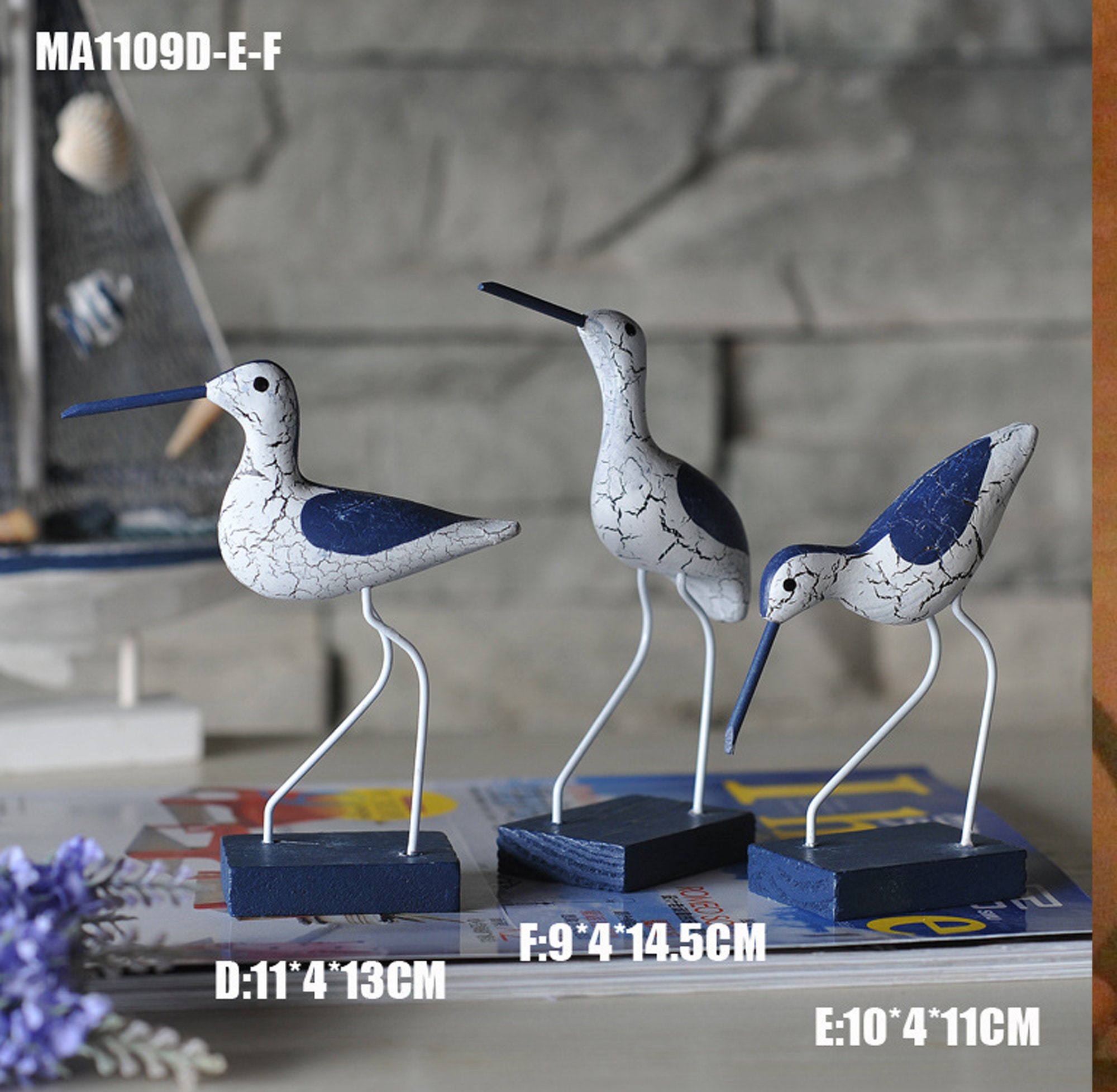 3 piezas adornos de aves marinas de madera decoración del | Etsy
