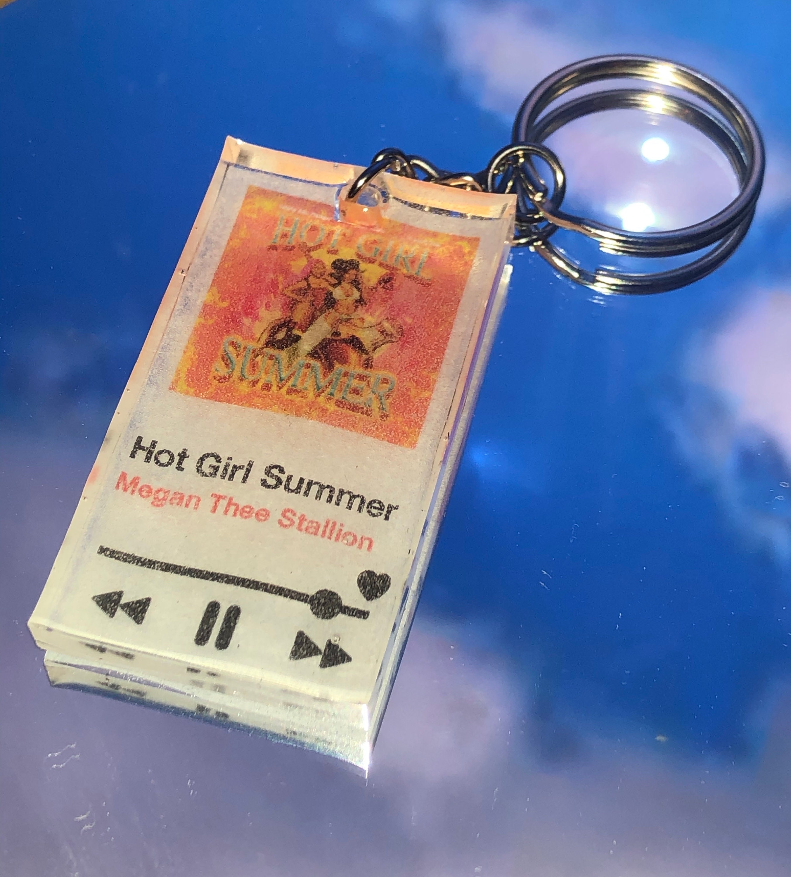 Music Album plaque, puff ball, resin letter keychain with lipgloss