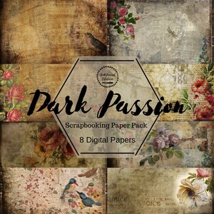 Dark Passion - printable Scrapbooking digital paper pack - Junk Journal e Dintorni