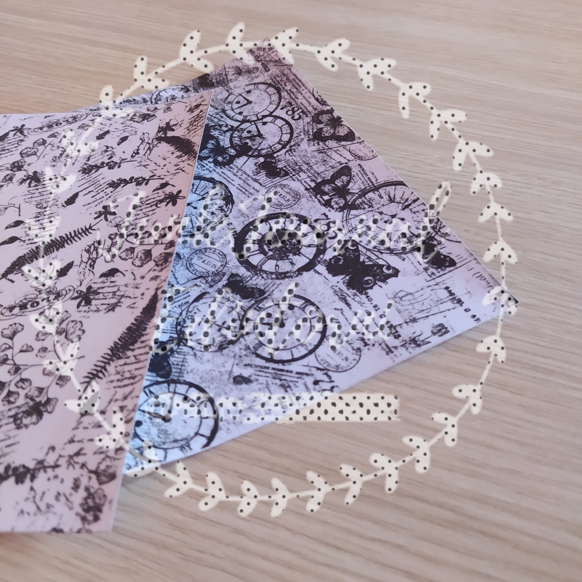 2 Adhesive vellum papers A5 Patterns Plants and Etsy 日本