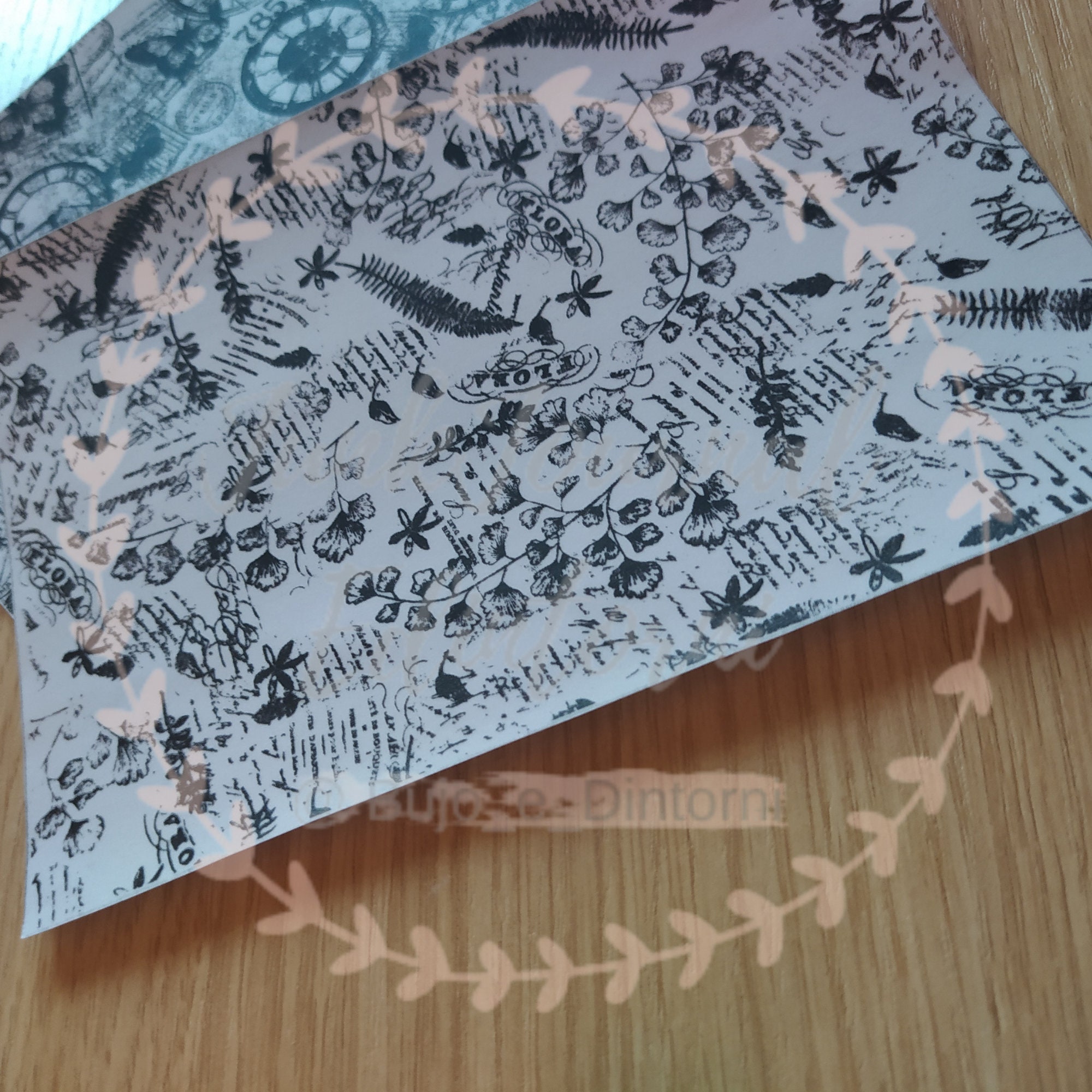 2 Adhesive vellum papers A5 Patterns Plants and Etsy 日本