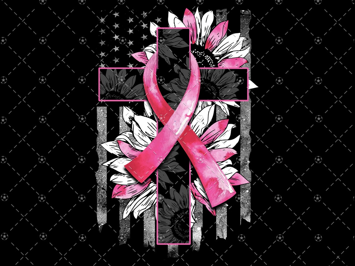 Breast Cancer Ribbon Jesus Cross US Flag Pink Sunflowers | Etsy