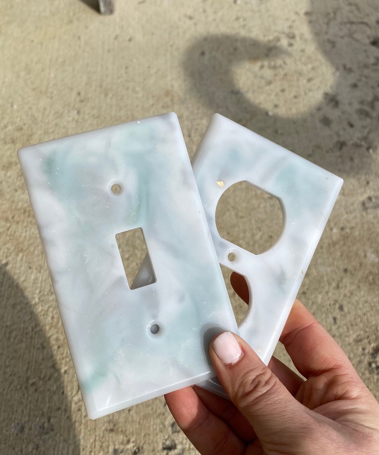 Marble Inspired Switch Plates/Grey Switch Plates/Resin Etsy
