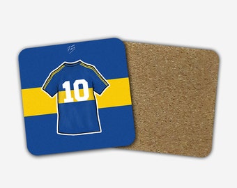 Boca Juniors Maradona 1981 Shirt Memorabilia Hand Sublimated Football Coaster