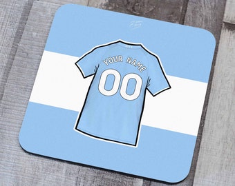 Personalised City Home Shirt 2023/24 Hand Sublimated Football Coaster