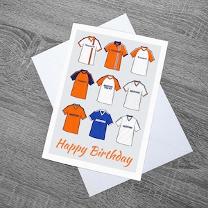 Anniversaire de chemises rétro Luton, fête des pères, carte de football de la fête des mères avec enveloppe