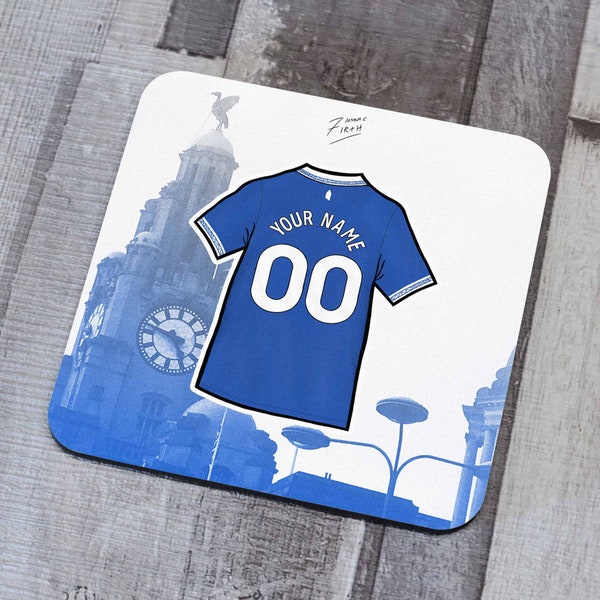 Personalised Everton Home Shirt 2023/24 Football Themed Coaster