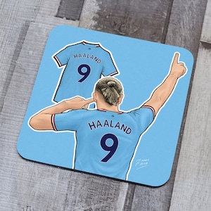 Erling Haaland City Memorabilia Hand Sublimated Football Coaster