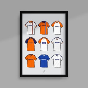 Luton Retro Shirts Handmade Illustrated Football Poster Print