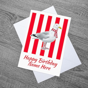 Biglietto di auguri personalizzato per compleanno, festa del papà e festa della mamma con busta "Gabbiano di Scarborough"