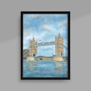 Tower Bridge Londres ilustrado cartel impresión
