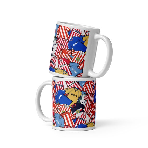 Sunderland Inspired Retro Jerseys Illustrated Handmade Ceramic Mug