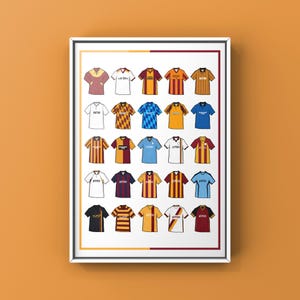 Bradford Inspired Classics Style Jerseys Themed Poster Print