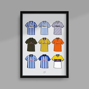 Sheff Wed Retro Shirts Handmade Illustrated Football Poster Print
