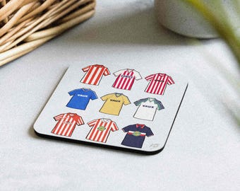 Posavasos sublimado a mano conmemorativo de camisetas retro del Sunderland