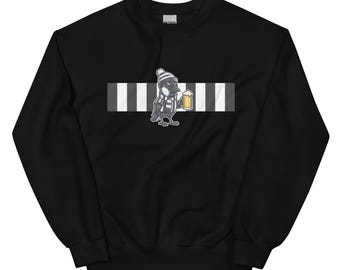 Felpa unisex ispirata all'opera d'arte / stile cartone animato a strisce bianche e nere di Magpie