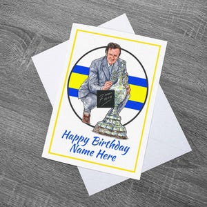 Cartão de aniversário/outro cartão personalizado inspirado no estilo Don Revie Leeds - com envelope