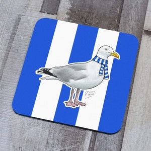 Brighton Themed Seagull Memorabilie Hand Sublimierter Fußball Untersetzer