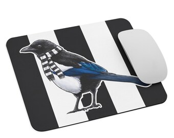 Magpie with a Scarf Themed Artwork Mouse Pad