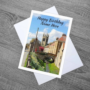Biglietto di auguri per compleanno, festa del papà e festa della mamma a Helmsley, North Yorkshire, con busta