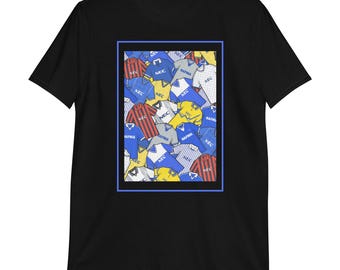 Op retro toffees geïnspireerde jersey uniseks T-shirt met korte mouwen