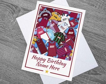 Lions Inspired Retro Style Shirts Card Birthday or Other Custom - With Envelope