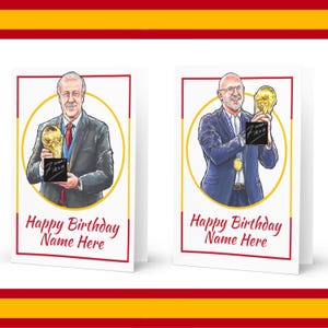Vicente Del Bosque / Luis De La Fuente Style Football Art Drawing Spain Themed Birthday / Custom Card With Envelope