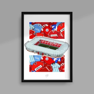 Riverside Middlesbrough Retro Shirts Handmade Illustrated Football Poster Print