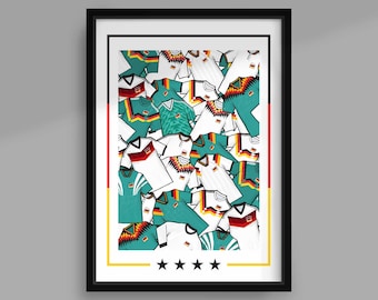 Impresión de póster de fútbol ilustrado hecho a mano inspirado en Alemania