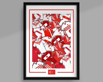 Turkey Retro Inspired Handmade Illustrated Football Poster Print