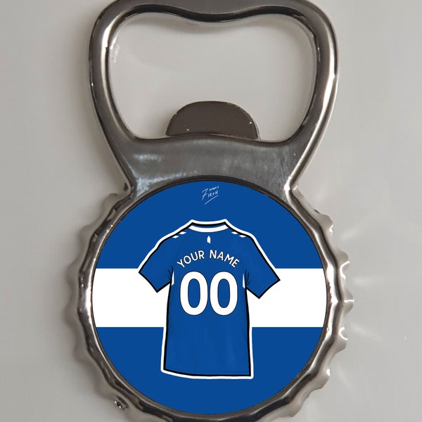 Personalised Everton Home Shirt 2022/23 Memorabilia Metal Bottle Opener Fridge Magnet