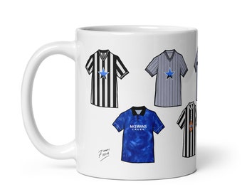 Geordie Style Retro Shirts Illustrated Handmade Ceramic Football Mug
